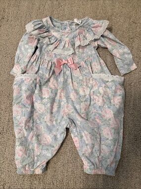Buster Brown Floral Pink Bow One-Piece Romper